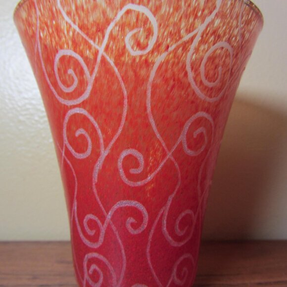 12 oz toyo sasaki art glass tumbler vase curly-q's RED (W5520) - Picture 3 of 6
